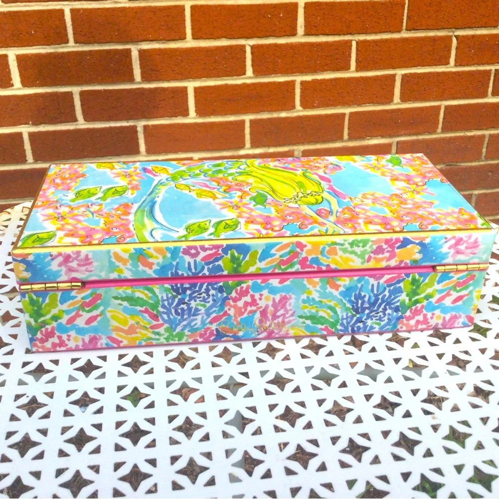 Lilly Pulitzer Colorful Mermaid Cove Floral Trinket Jewelry Box